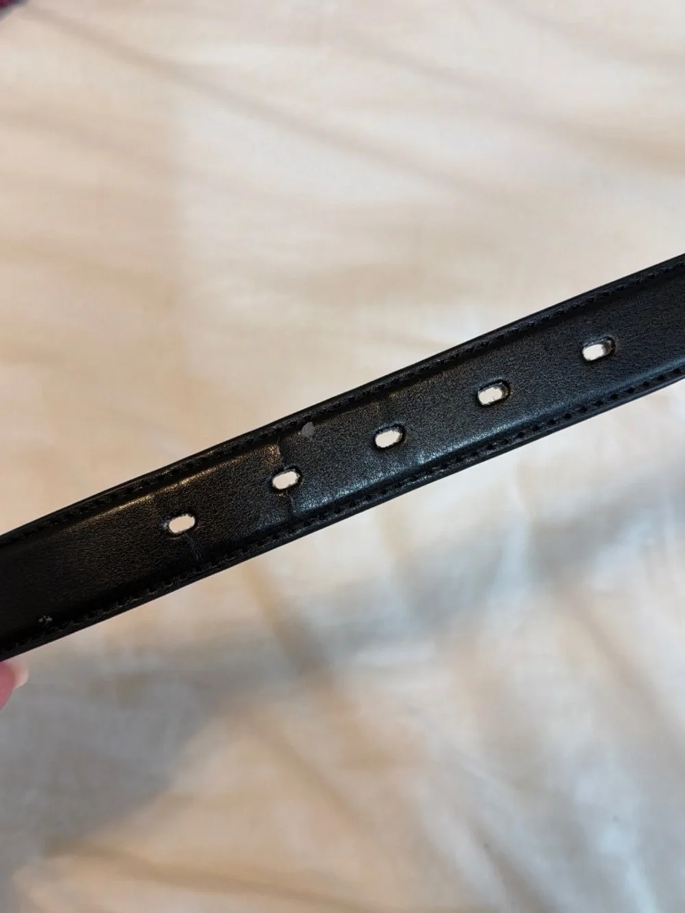 Classic Black Leather Belt with Polished Silver Buckle ~100cm